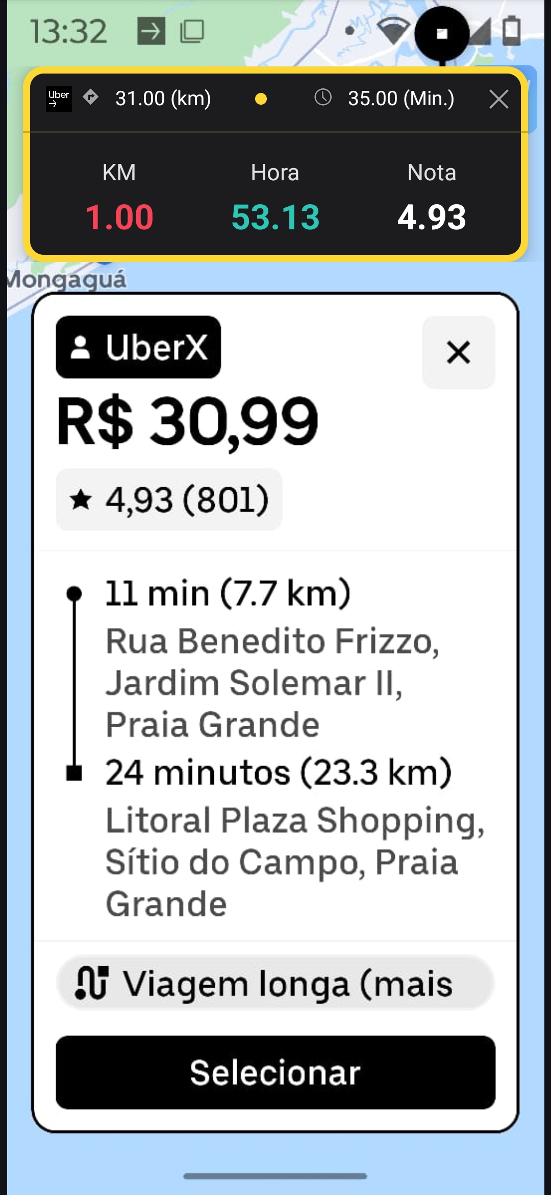 DRIVH analisando ganho por quilômetro e por hora em uma corrida